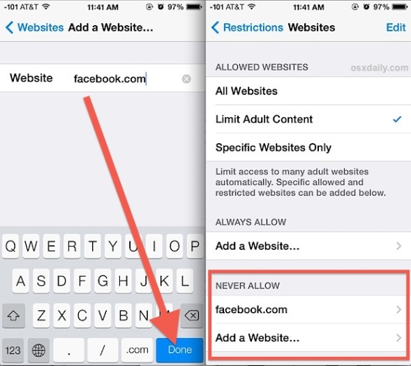 how to block a website on iphone Niche Utama 2 Block Specific Web Sites in Safari for iOS with a “Never Allow” List